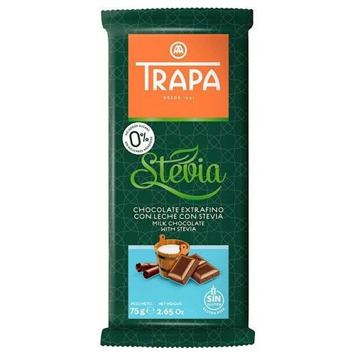 Trapa Stevia, mléčná čokoláda, 75 g