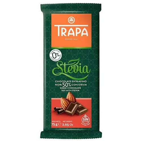 Trapa Stevia čokoláda s obsahem 50 % kakaových surovin, 75 g
